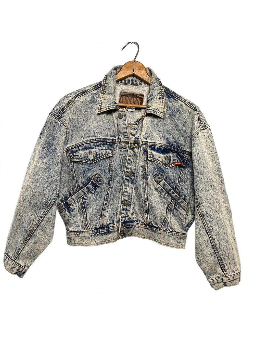Vintage Jordache Light Acid Wash Cropped Denim Trucker Jacket 80's 90's Size M